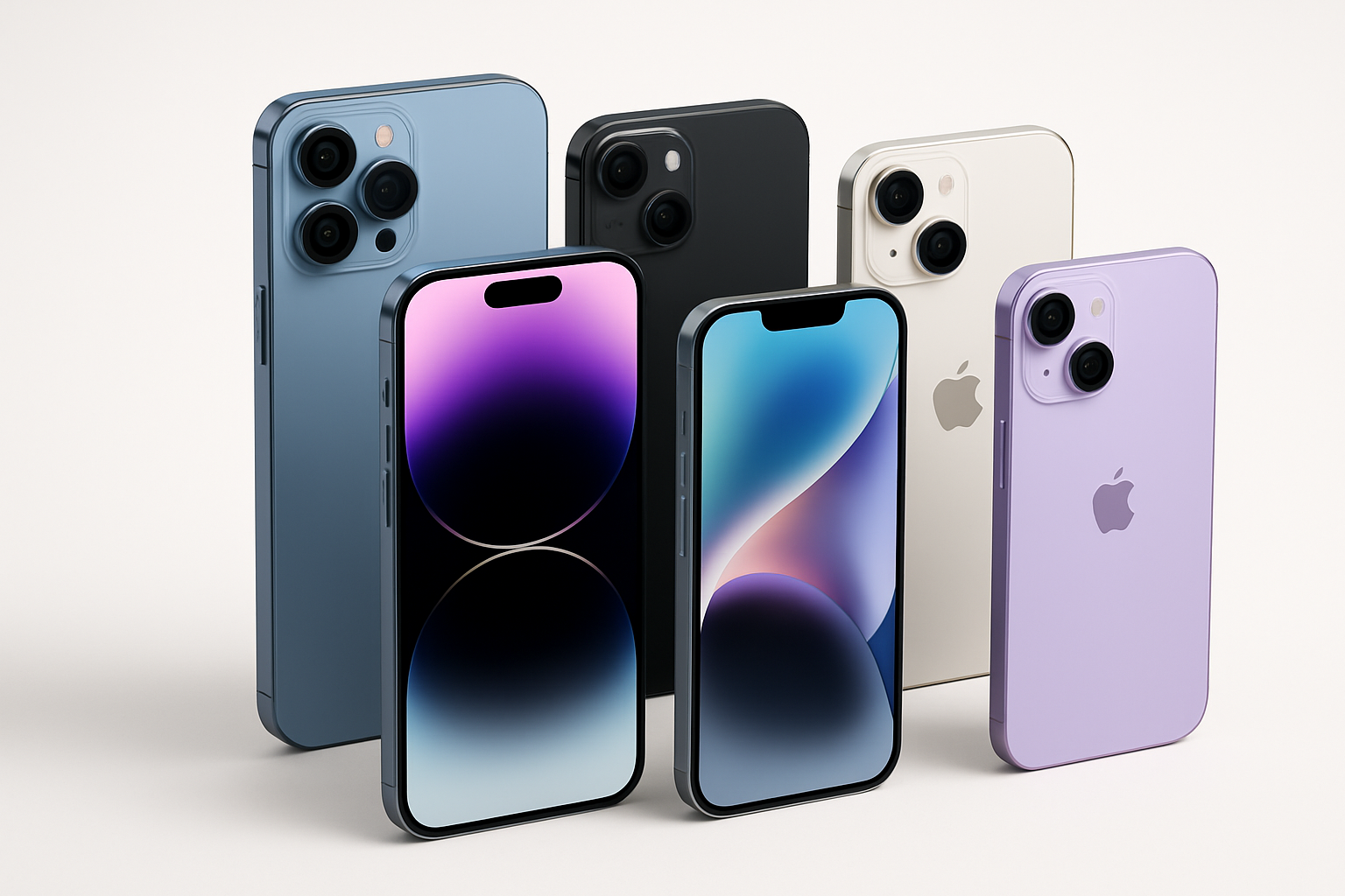 genera l'immagine di tanti iphone di ultima generazione senza aggingere scritte o altro. deve essere vera, prendila da fonti reali